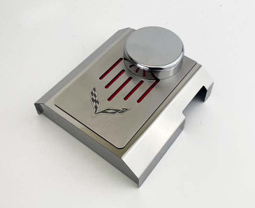 Beige Master Cylinder Cover Manual Polished Stainless w/Brushed Ribbed Top Plate Corvette Flag Style Black Carbon Fiber