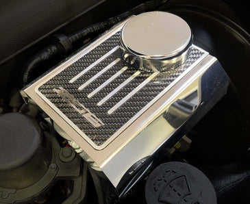 Black Master Cylinder Cover Manual Polished Stainless w/Real Carbon Fiber Z06 Top Plate