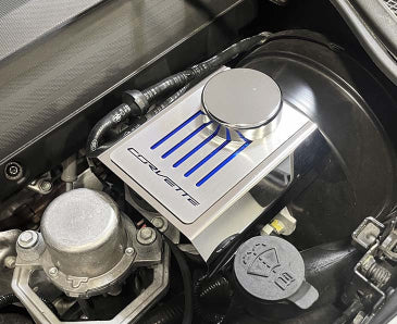 Dark Slate Gray Master Cylinder Cover Manual Polished Stainless w/Brushed Ribbed Top Plate Corvette Style Black Carbon Fiber