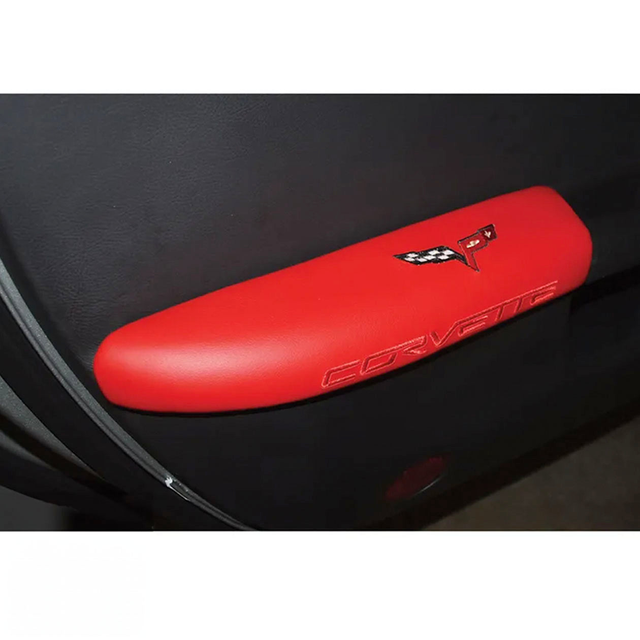 Dark Slate Gray C6 Corvette Embroidered Leather Arm Rest Pads