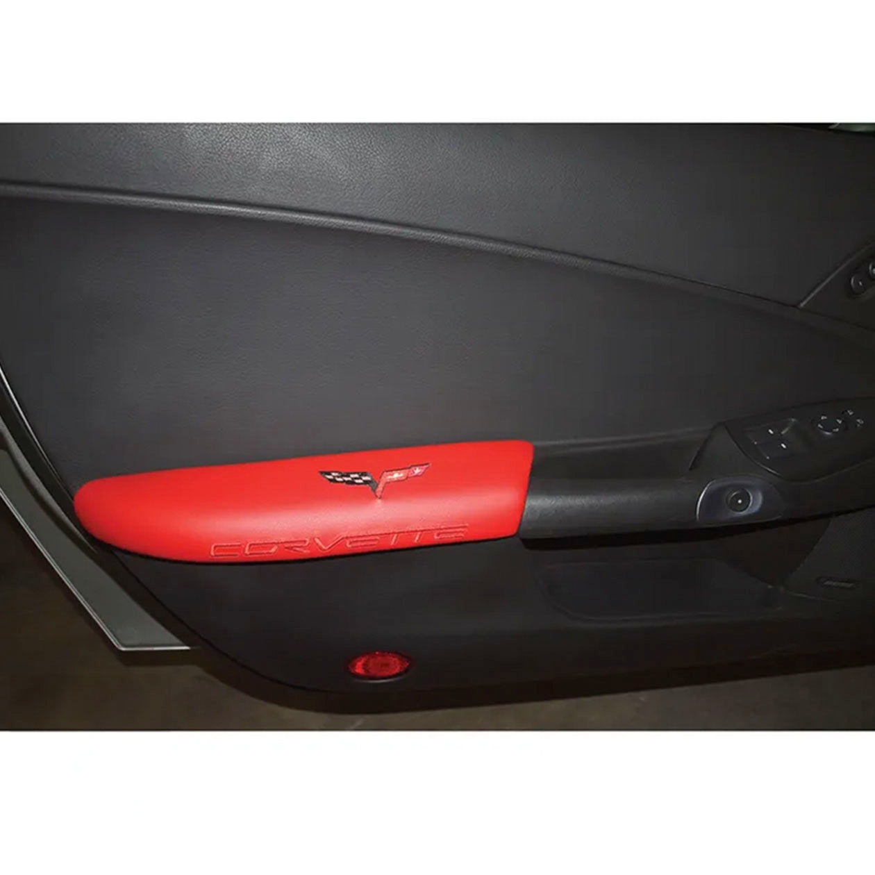 Dark Slate Gray C6 Corvette Embroidered Leather Arm Rest Pads