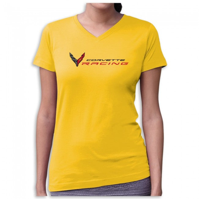 Goldenrod Corvette Racing V-Neck Fine Jersey Tee