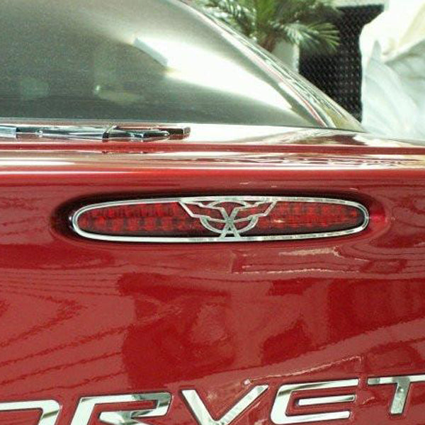 Sienna 1997-2004 C5 Corvette - 5th Brake Light Grille w/Crossed Flags 1Pc - Polished Finish