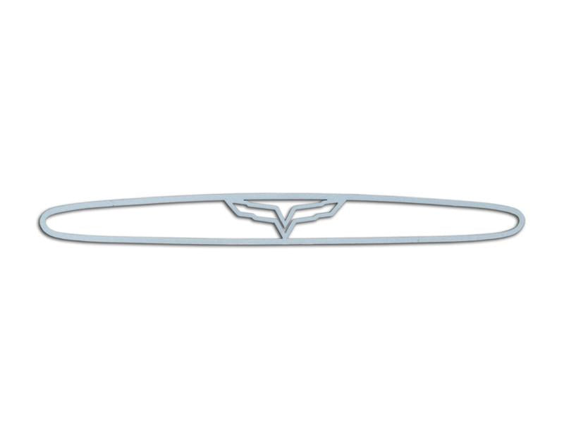 Gray 2005-2013 C6 Corvette - 5th Brake Light Trim Crossed Flags Style - Polished Stainless Steel