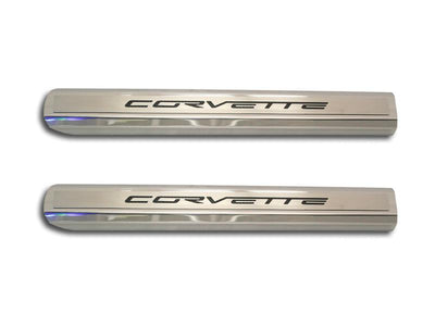 2005-2013 C6 Corvette - Inner Door Sills CORVETTE Lettering - Stainless Steel