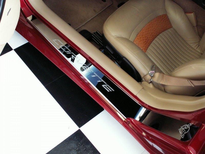 Dark Slate Gray 1997-2004 C5/Z06 Corvette - Outer Door Sills Etched C5 Logo & CORVETTE Lettering 2Pc - Polished Finish