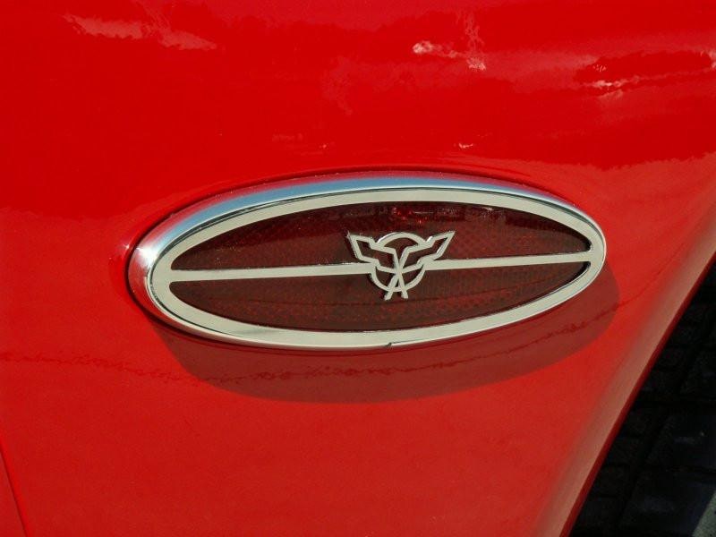 Firebrick 1997-2004 C5/Z06 Corvette - Side Marker Trim Rear w/Crossed Flags 2Pc - Brushed Stainless