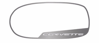 2005-2013 C6 Corvette - CORVETTE Style Side View Mirror Trim 2Pc [Standard] - Brushed Stainless
