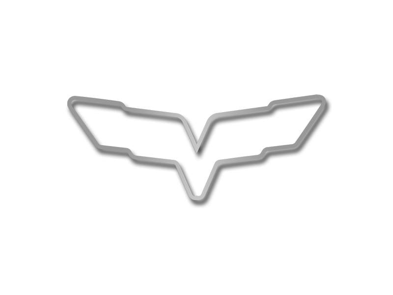 Dark Gray 2005-2013 C6 Corvette Convertible only - Waterfall Trim Ring for Emblem - Polished Stainless Steel