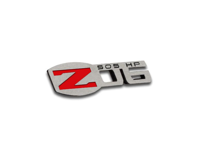 Gray 2005-2013 C6 Corvette - Z06 505HP Badges 4Pc - Polished Stainless Steel