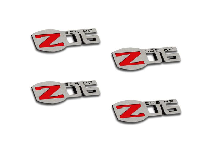 Gray 2005-2013 C6 Corvette - Z06 505HP Badges 4Pc - Polished Stainless Steel