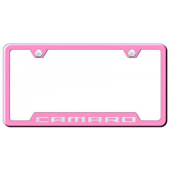 Plum Camaro Cut-Out Frame - Laser Etched Pink