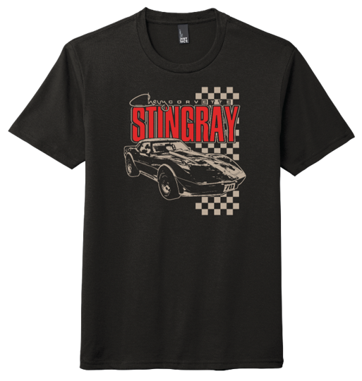 Black Corvette Checkered Stingray Tee