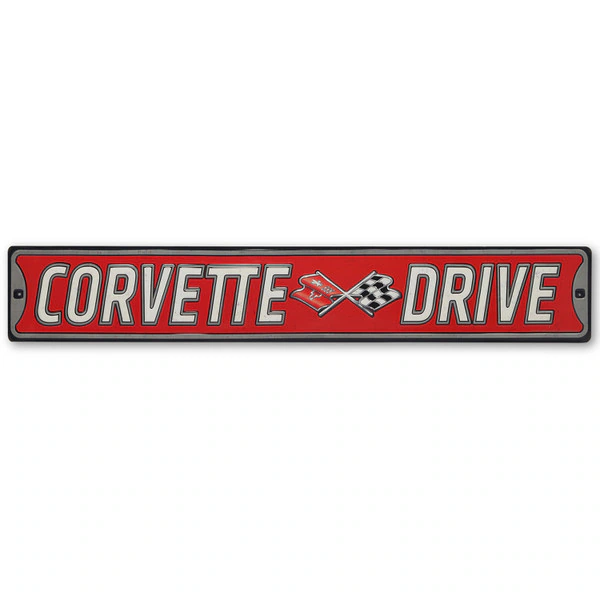 Sienna Chevrolet Corvette Drive Embossed Metal Street Sign