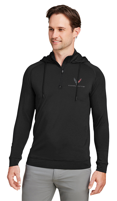 Dark Slate Gray Corvette Swannie's Golf Men's Vandyke 1/4-zip Hooded Sweatshirt
