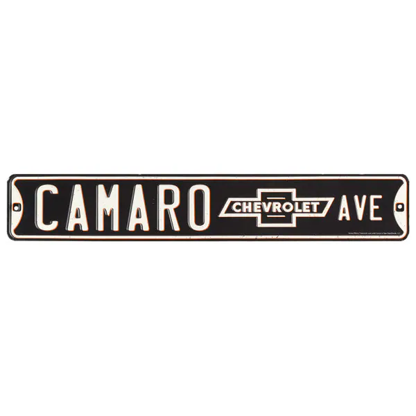 Beige Chevrolet Camaro Avenue Embossed Metal Street Sign
