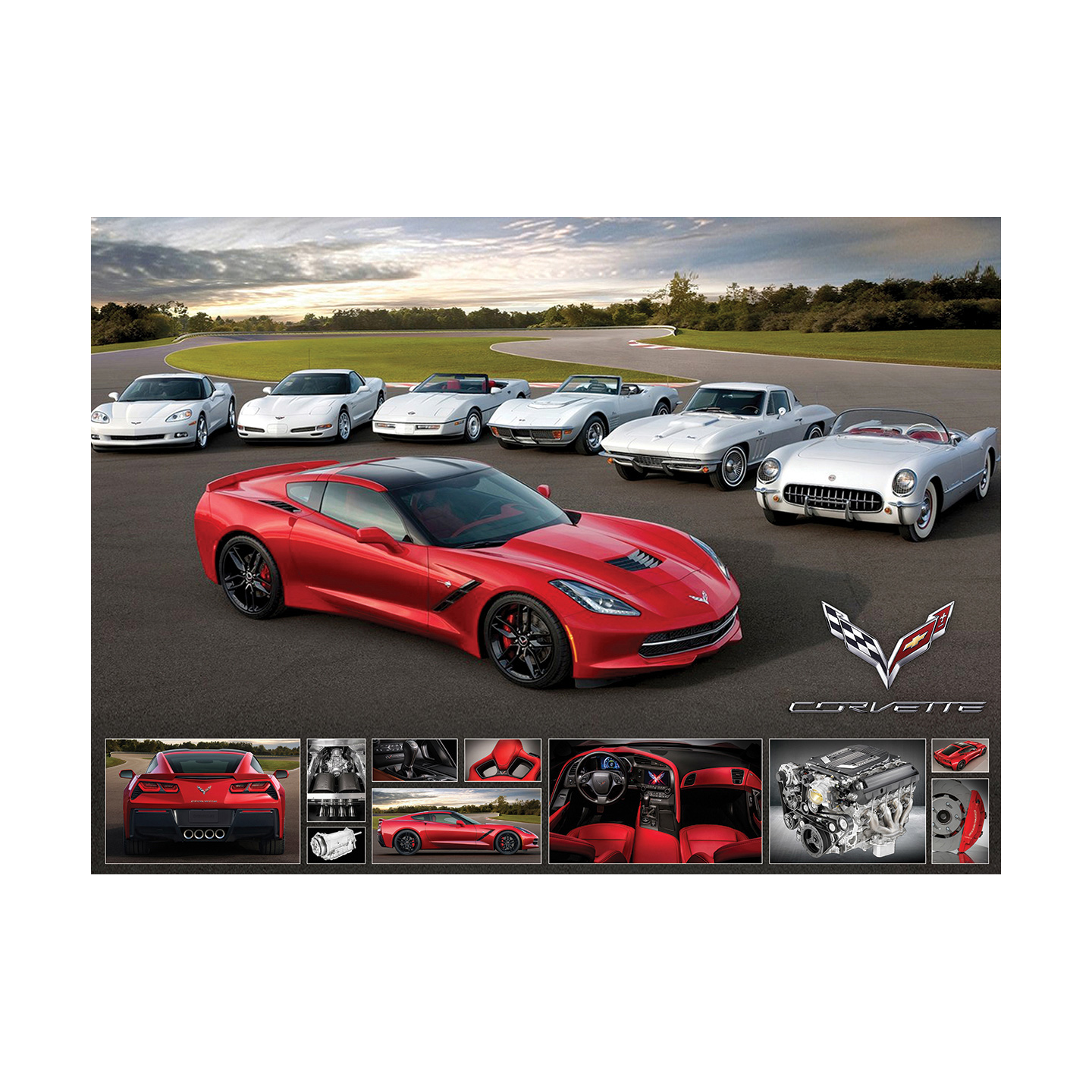 Dark Slate Gray Corvette Stingray 1000 Piece Puzzle