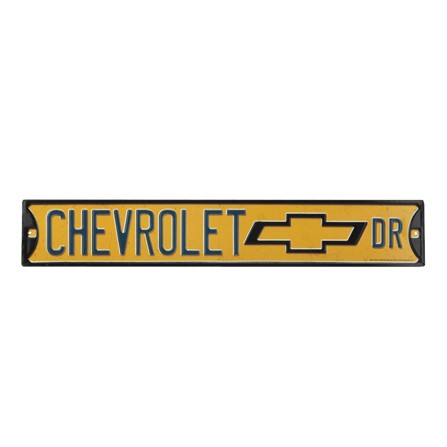 Goldenrod Chevrolet Drive Embossed Metal Street Sign