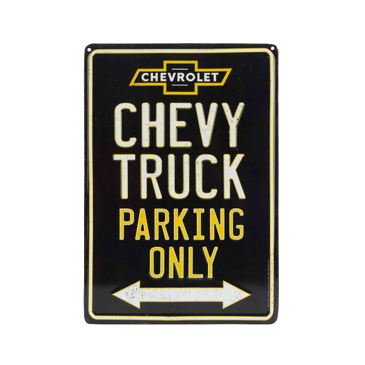 Light Goldenrod Chevy Truck Parking Only Embossed Tin Sign