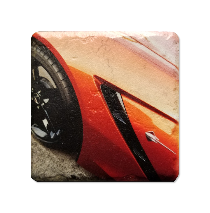 Tan C7 Corvette Orange Picture Stone Coaster