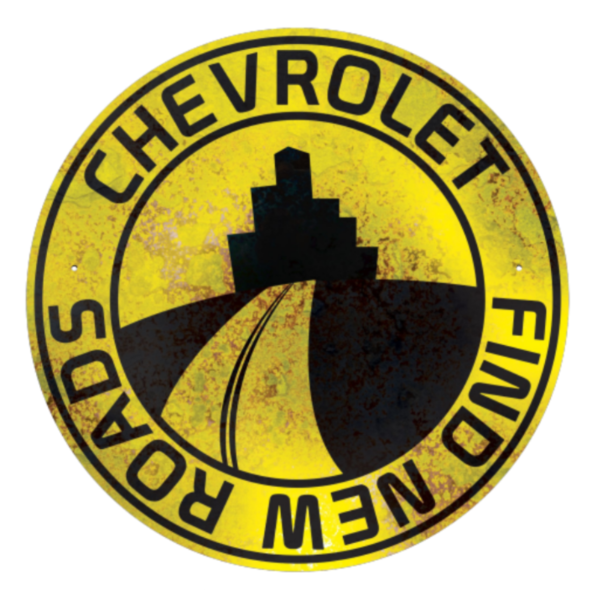 Black Chevrolet Roads Thick Aluminum Sign