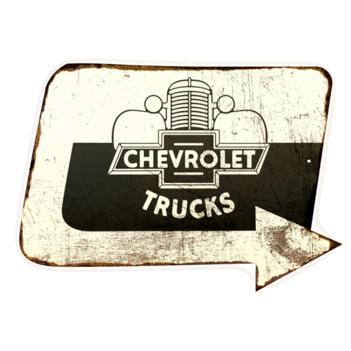Antique White Chevrolet Trucks Thick Aluminum Sign