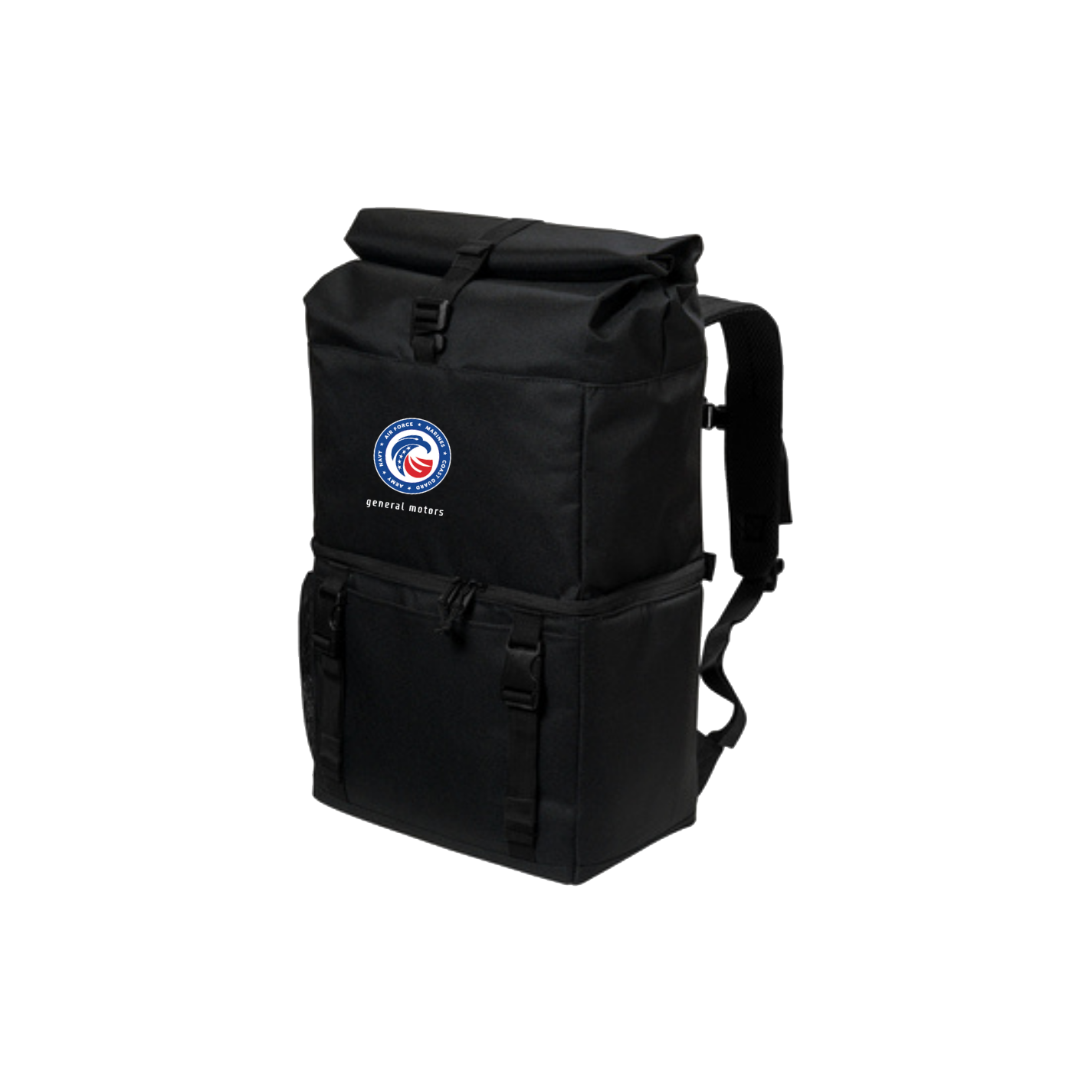 Black GM Veterans ERG Backpack Cooler