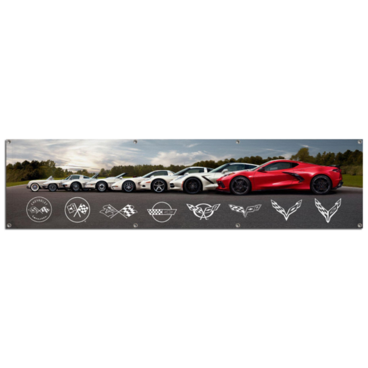 Dark Slate Gray Corvette Generations Giant Garage Banner