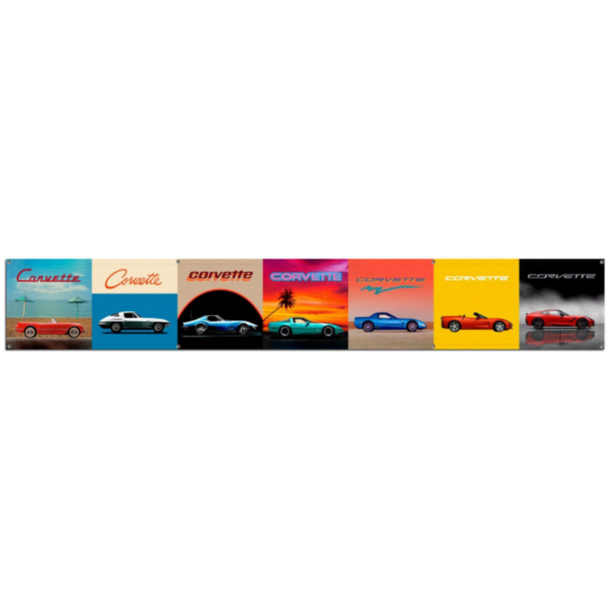 Dark Khaki Corvette Decades Art Giant Garage Banner