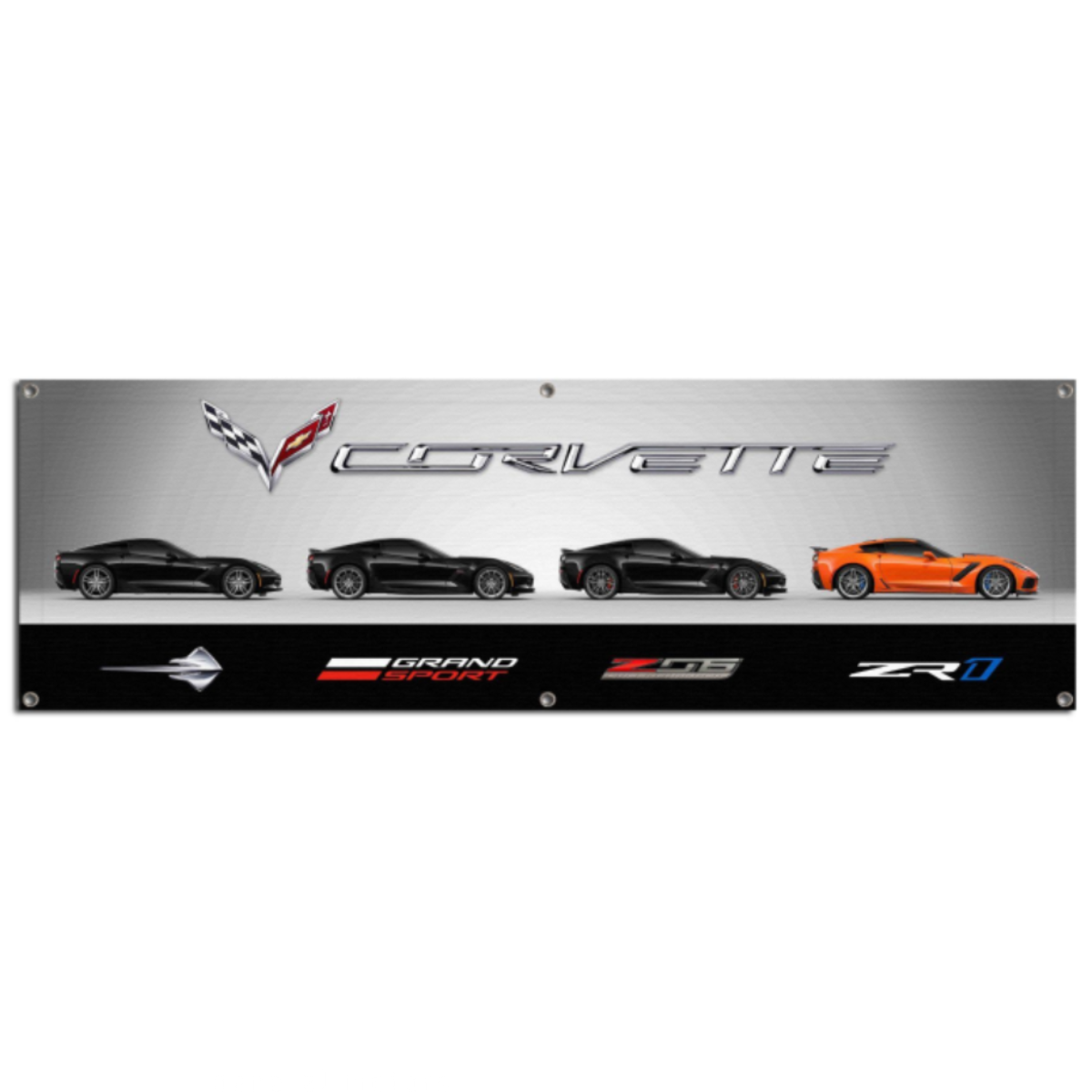 Gray Corvette Generation Silver Art Giant Garage Banner