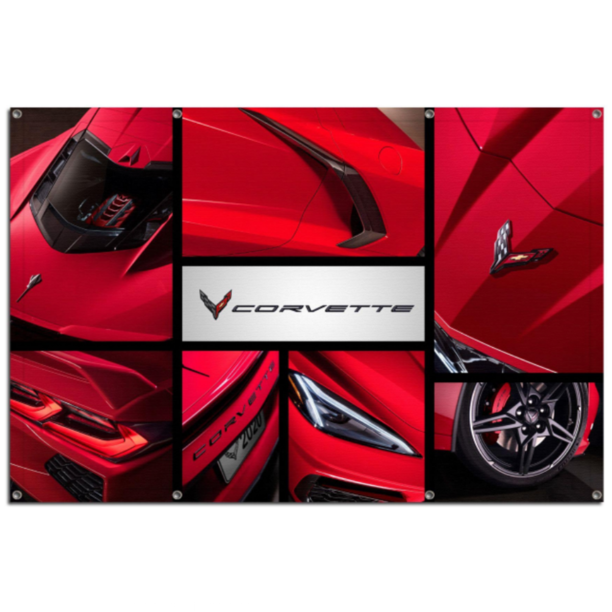 Black Corvette C8 Collage Art Giant Garage Banner