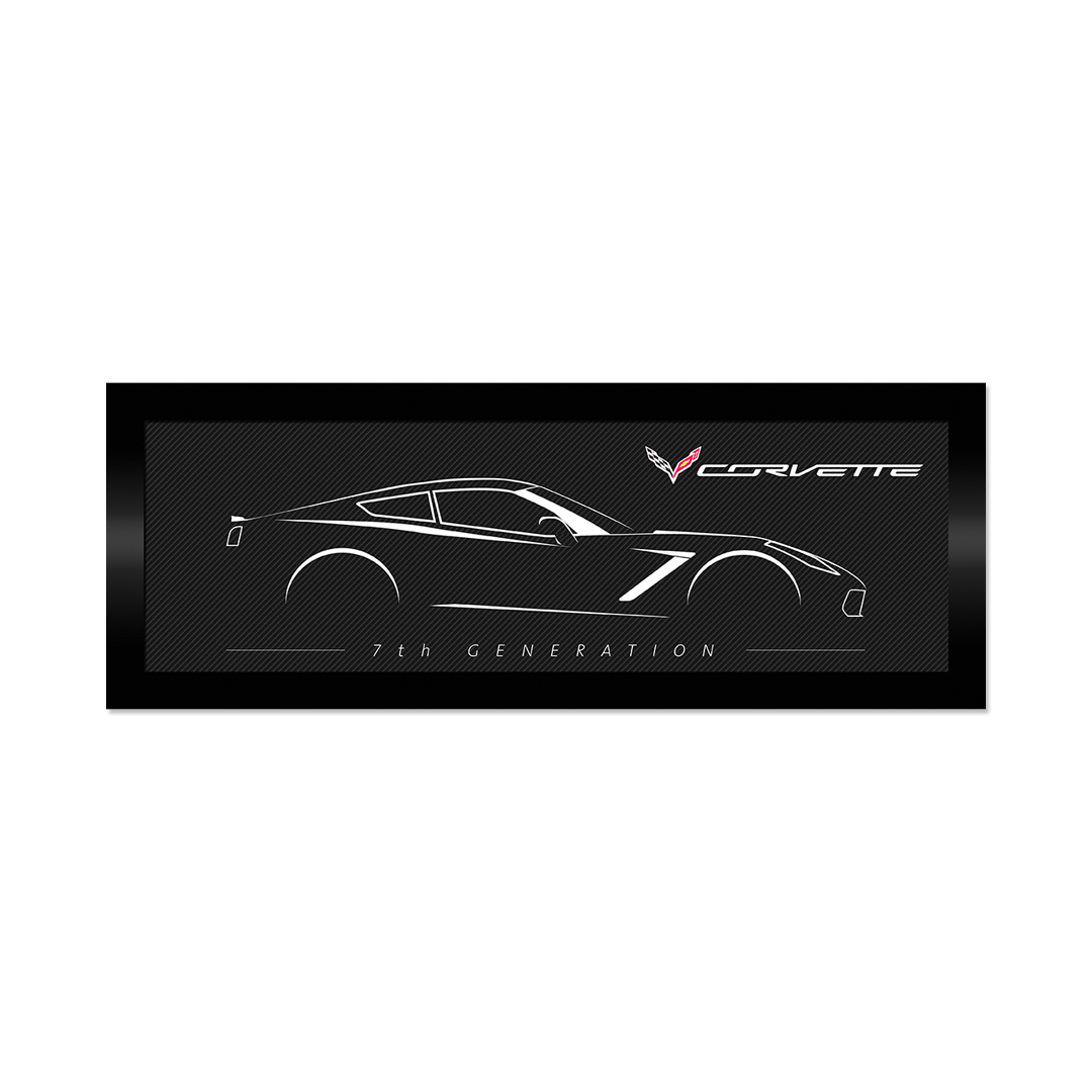 Black Corvette C7 Outline Carbon Framed Canvas