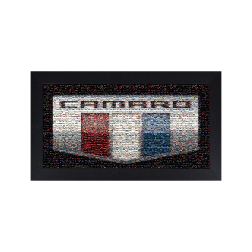Gray Camaro Six Mosaic Framed Canvas