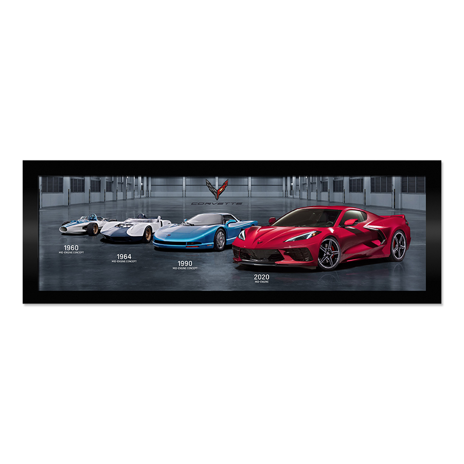 Dark Slate Gray Corvette C8 Mid-Engine Corvette Framed Canvas