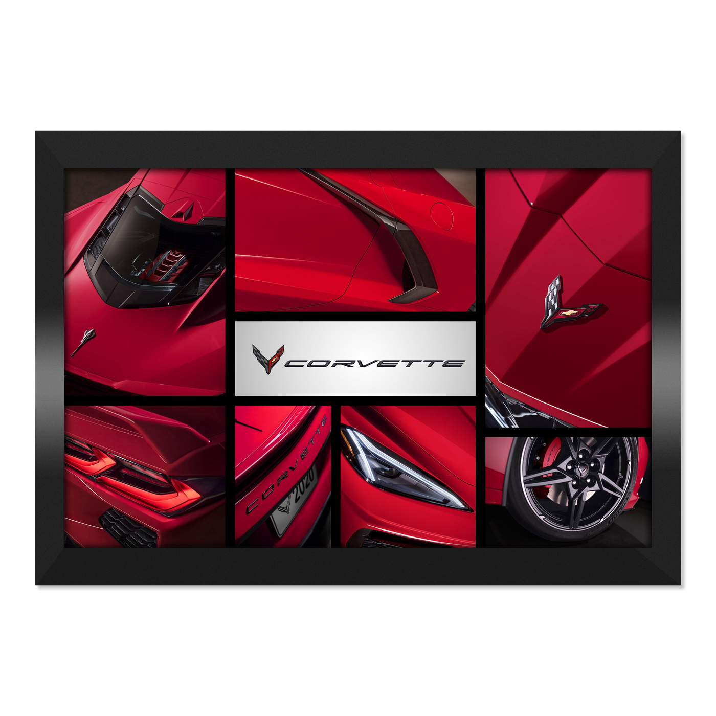Corvette C8 Generations Collage Framed Canvas Print