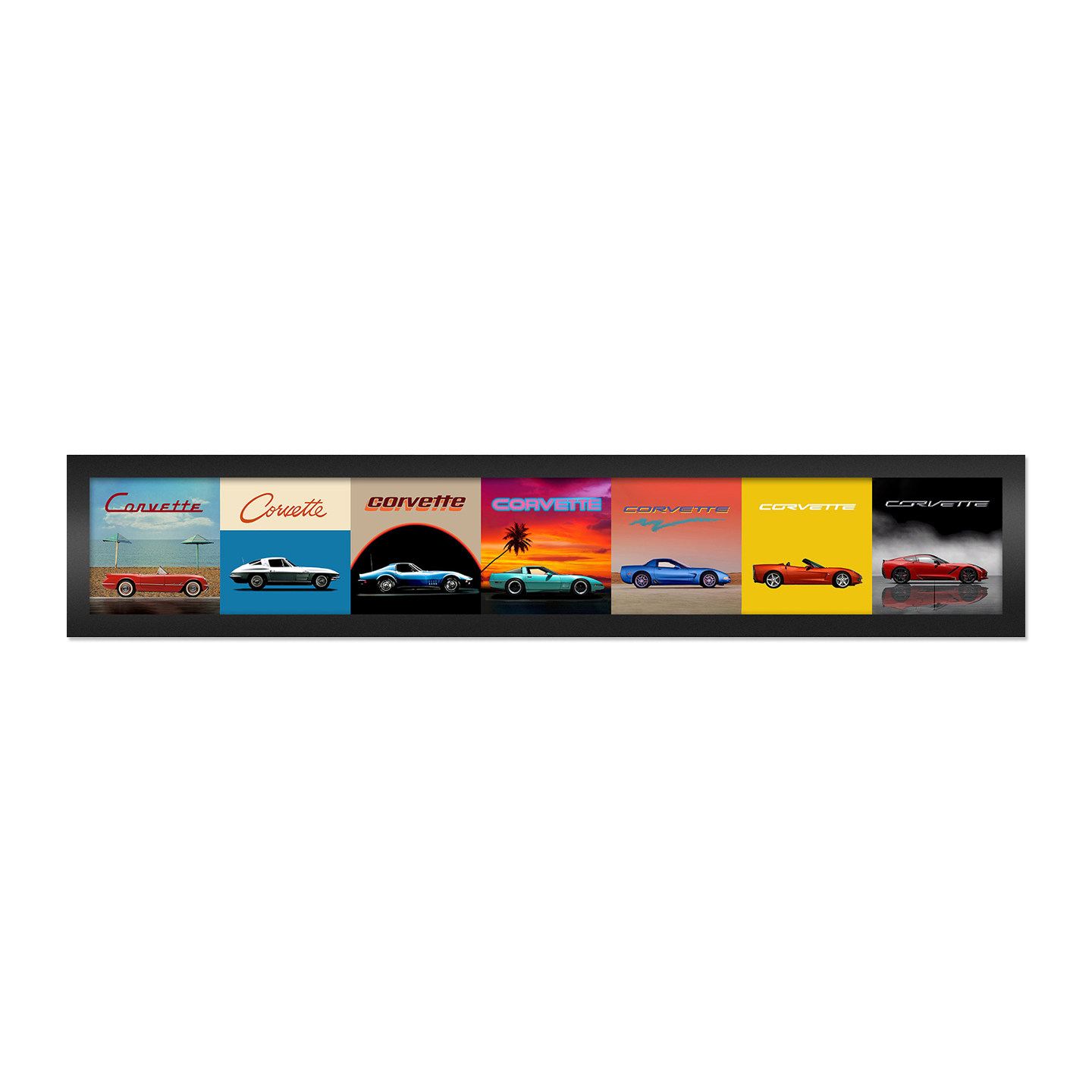 Sandy Brown Corvette Decades Framed Canvas