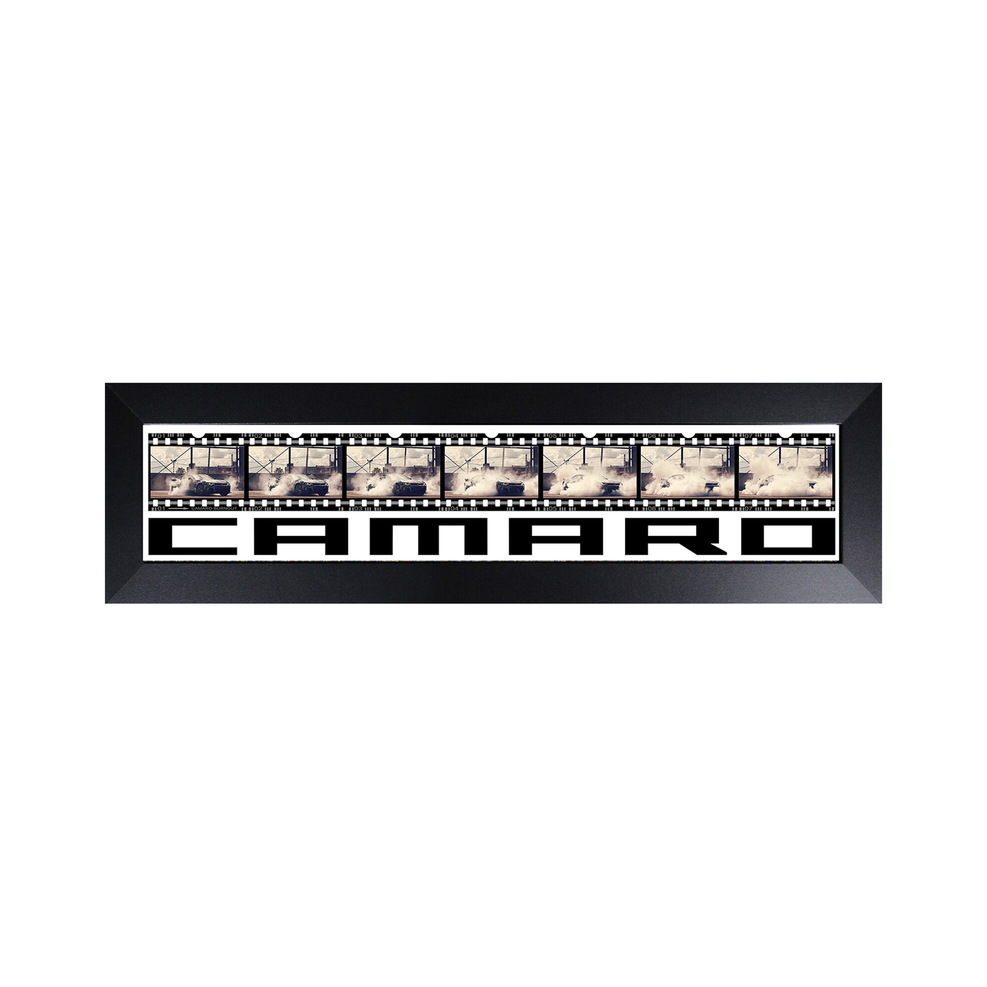 Light Gray Camaro Burnout Film Strip Framed Art