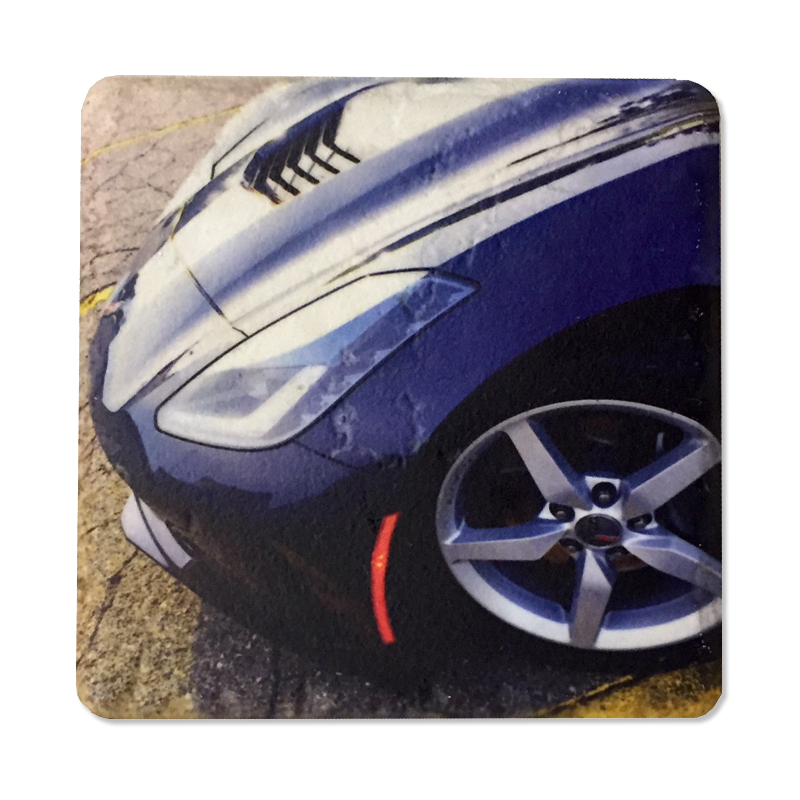 Gray C7 Corvette Blue Picture Stone Coaster