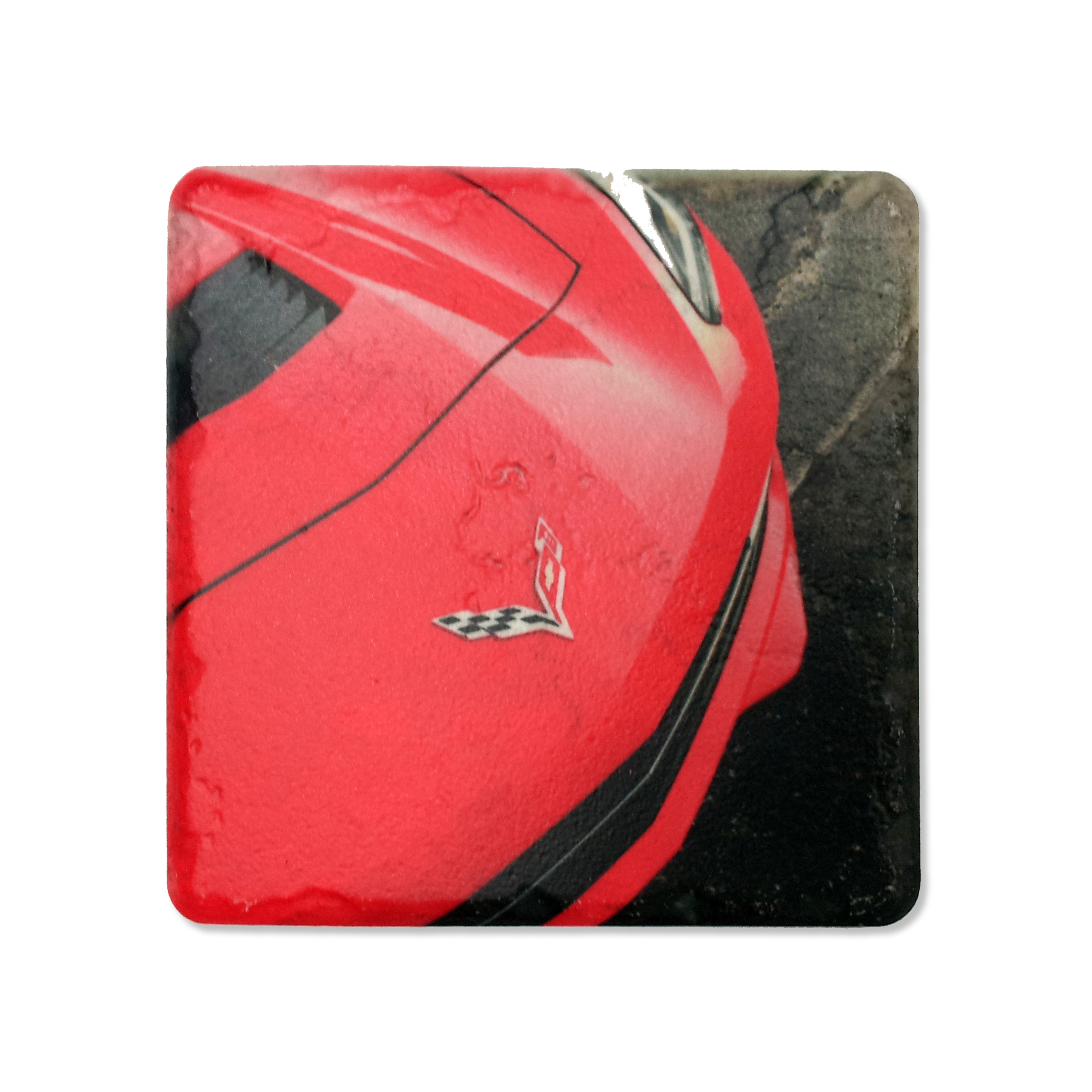 Dark Slate Gray C7 Corvette Red Picture Stone Coaster