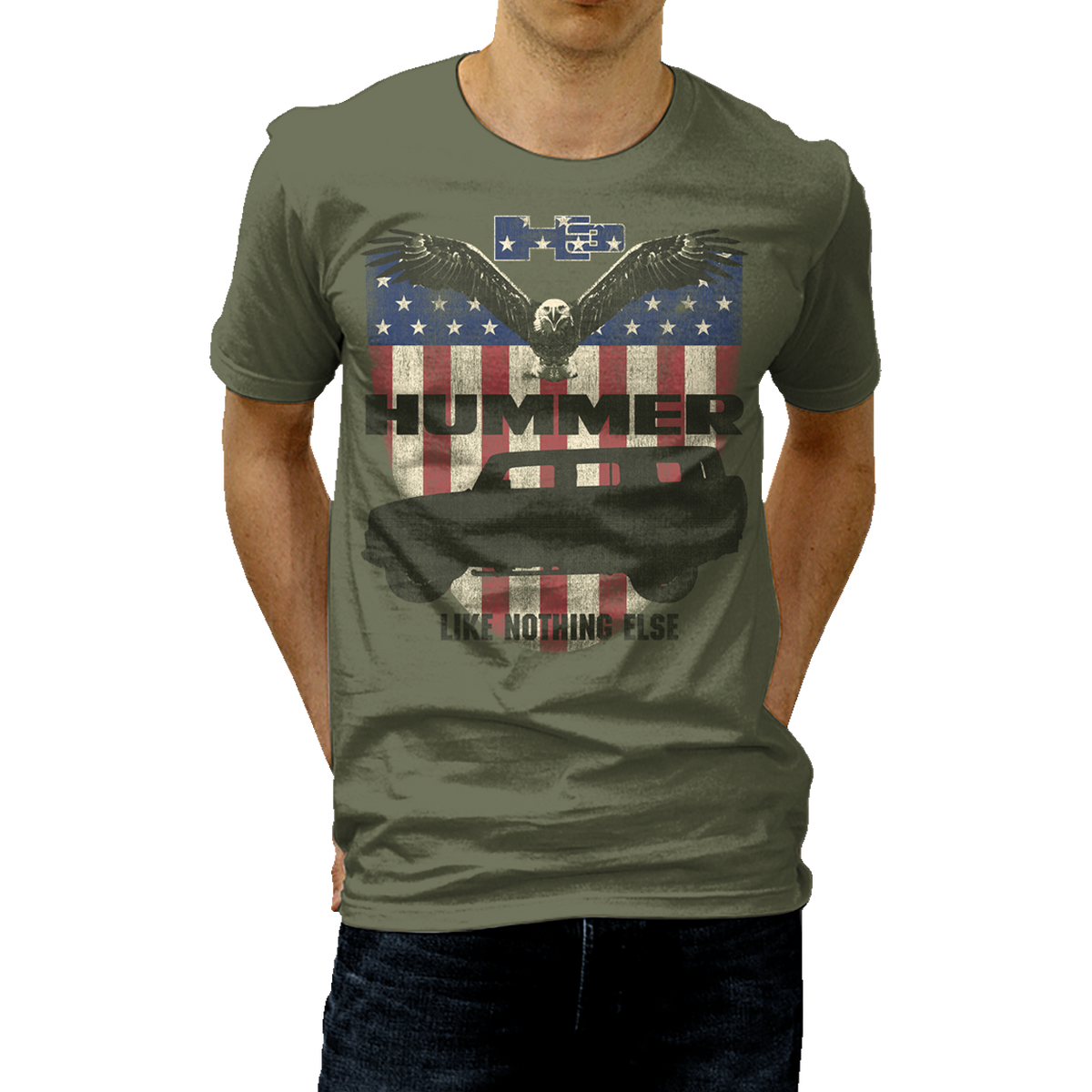 Chevy USA Flag T-Shirt – American Pickup Truck Graphic Tee For Men (Gray)