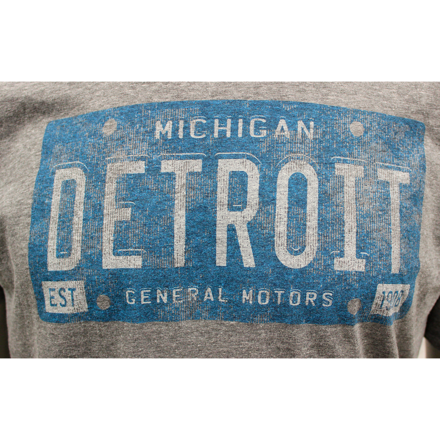 Detroit Michigan General Motors Vintage Blue License Plate T-shirt