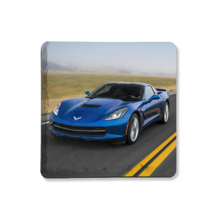 Dark Slate Gray Corvette C7 Blue Coaster