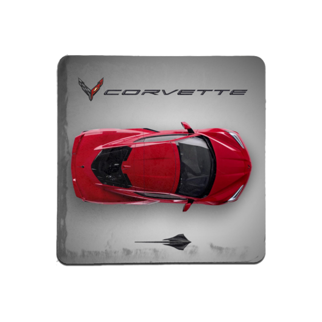 Dark Gray Corvette C8 Top View Tile Coaster