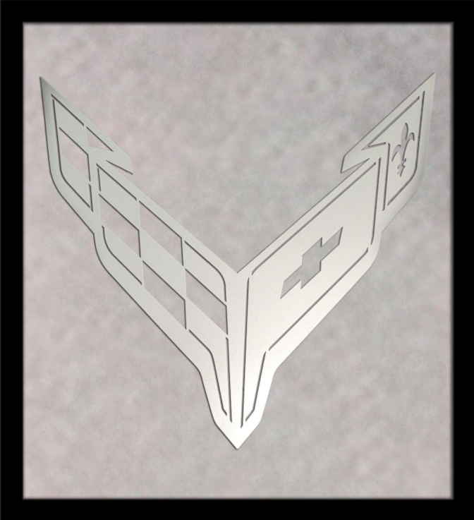 Gray C8 Corvette Laser Cut Logo Sign
