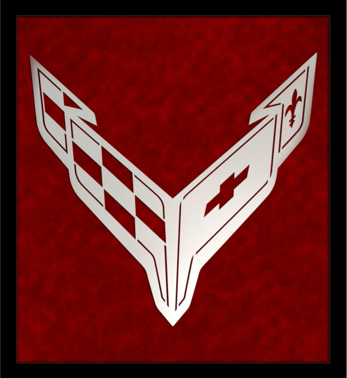 Dark Red C8 Corvette Laser Cut Logo Sign