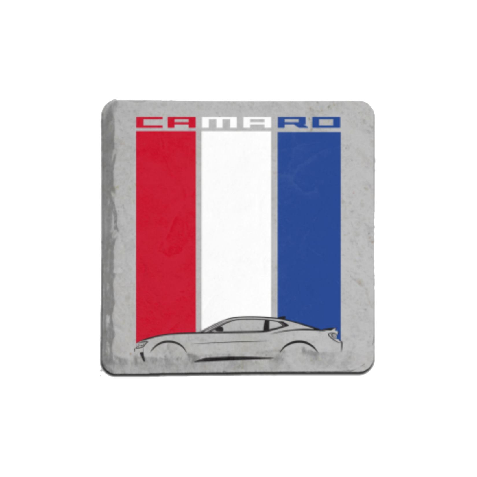 Gray Camaro 6th Generation Badge Gesture Stone Coaster