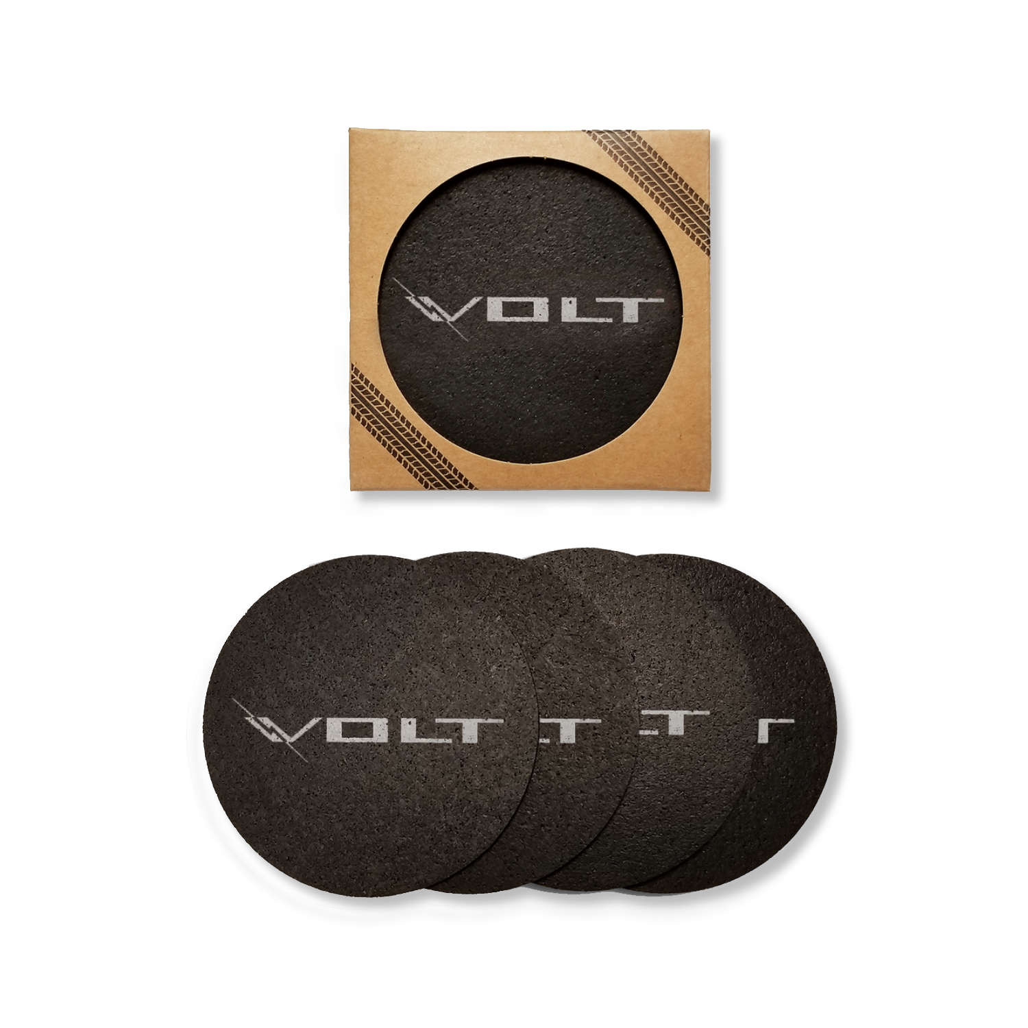 Dark Slate Gray Volt 4 Pack Recycled Rubber Tire (4 Pack) Coaster Set *Made In The USA