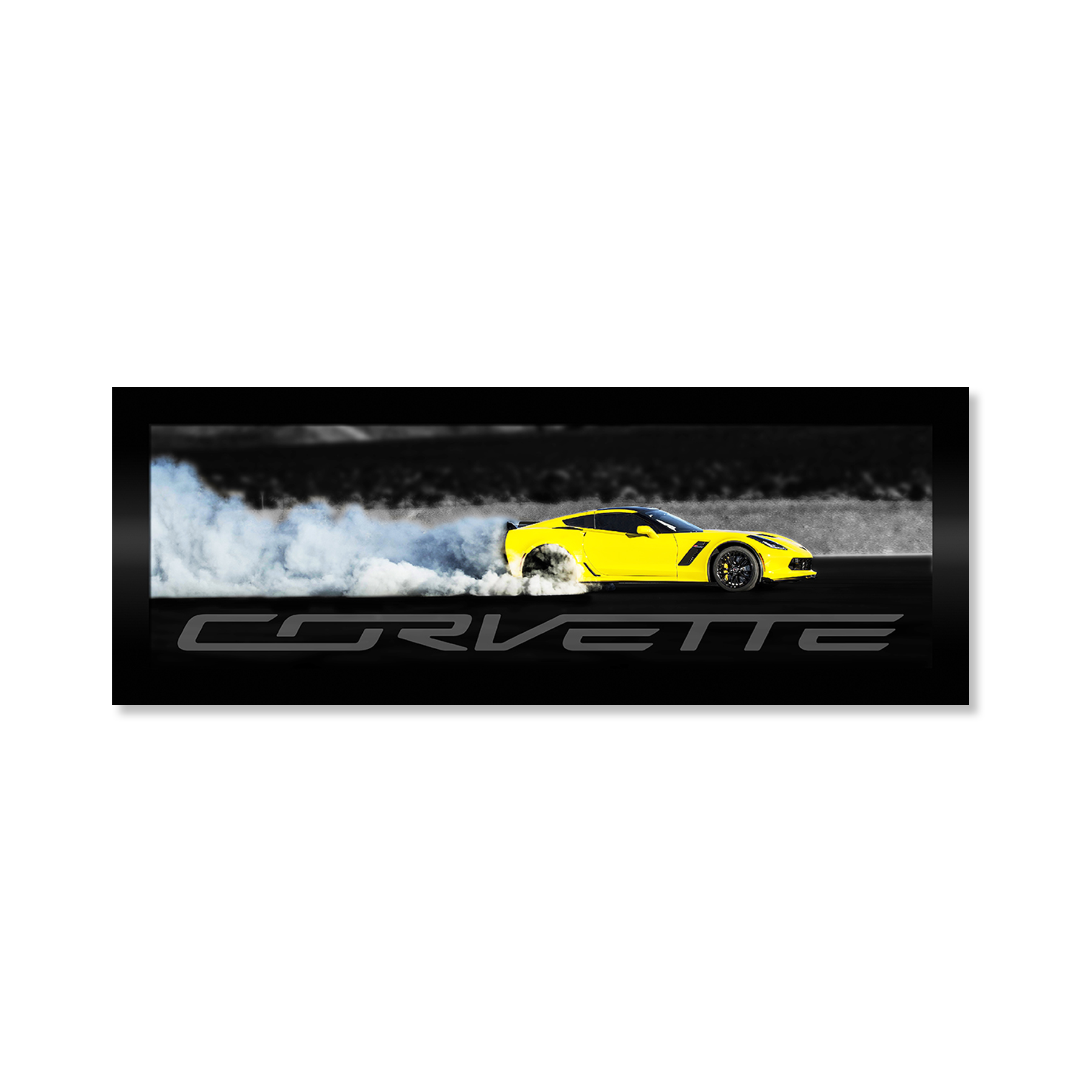 Gray Corvette C6 Z06 Burn Out Framed Canvas