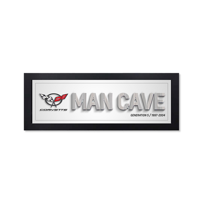 Light Gray Corvette Generation 5 Man Cave Framed Art