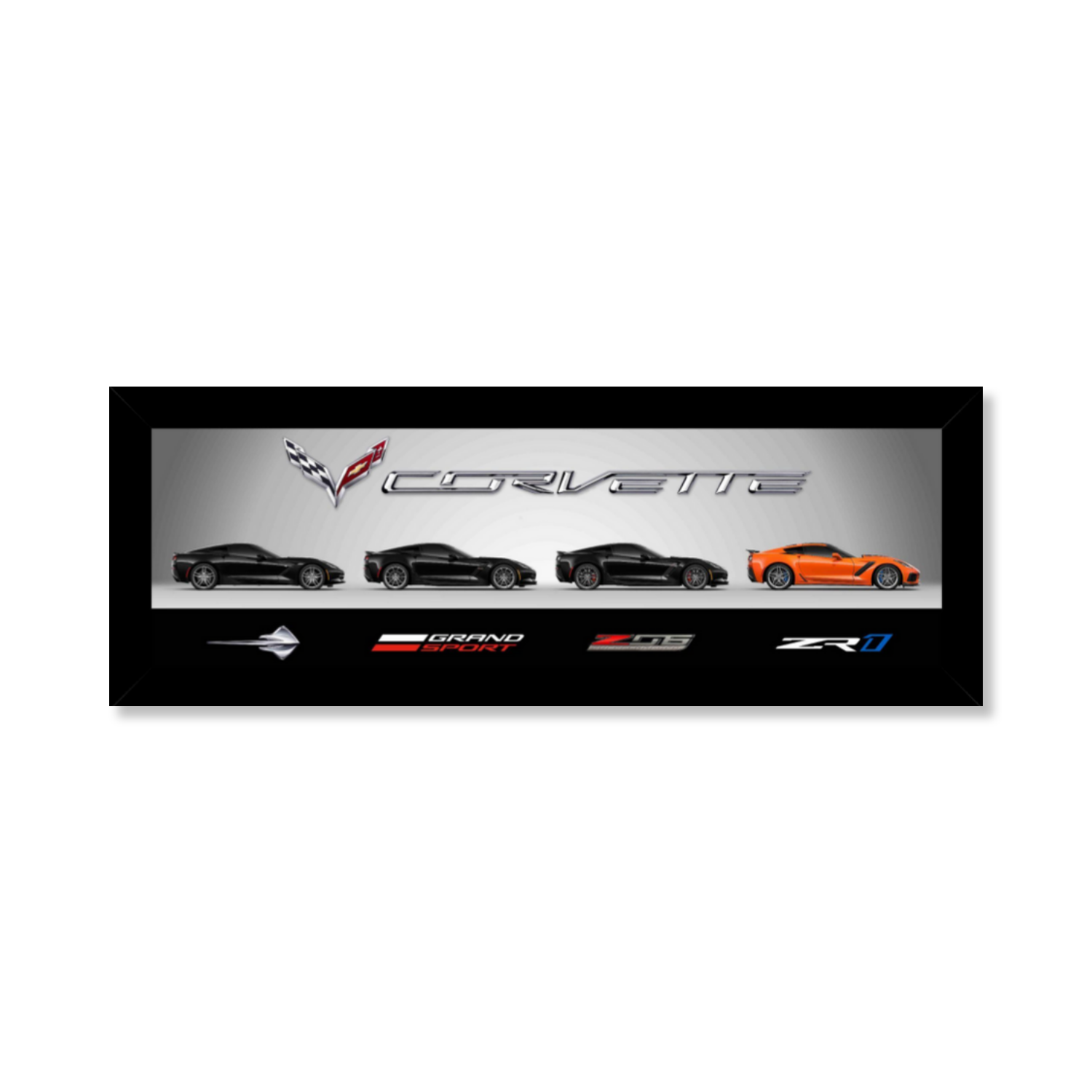 Gray 2019 Corvettes Framed Printed Canvas